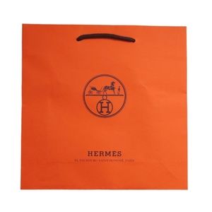 HERMES New Authentic Iconic Orange Paper Shopping Gift Bag